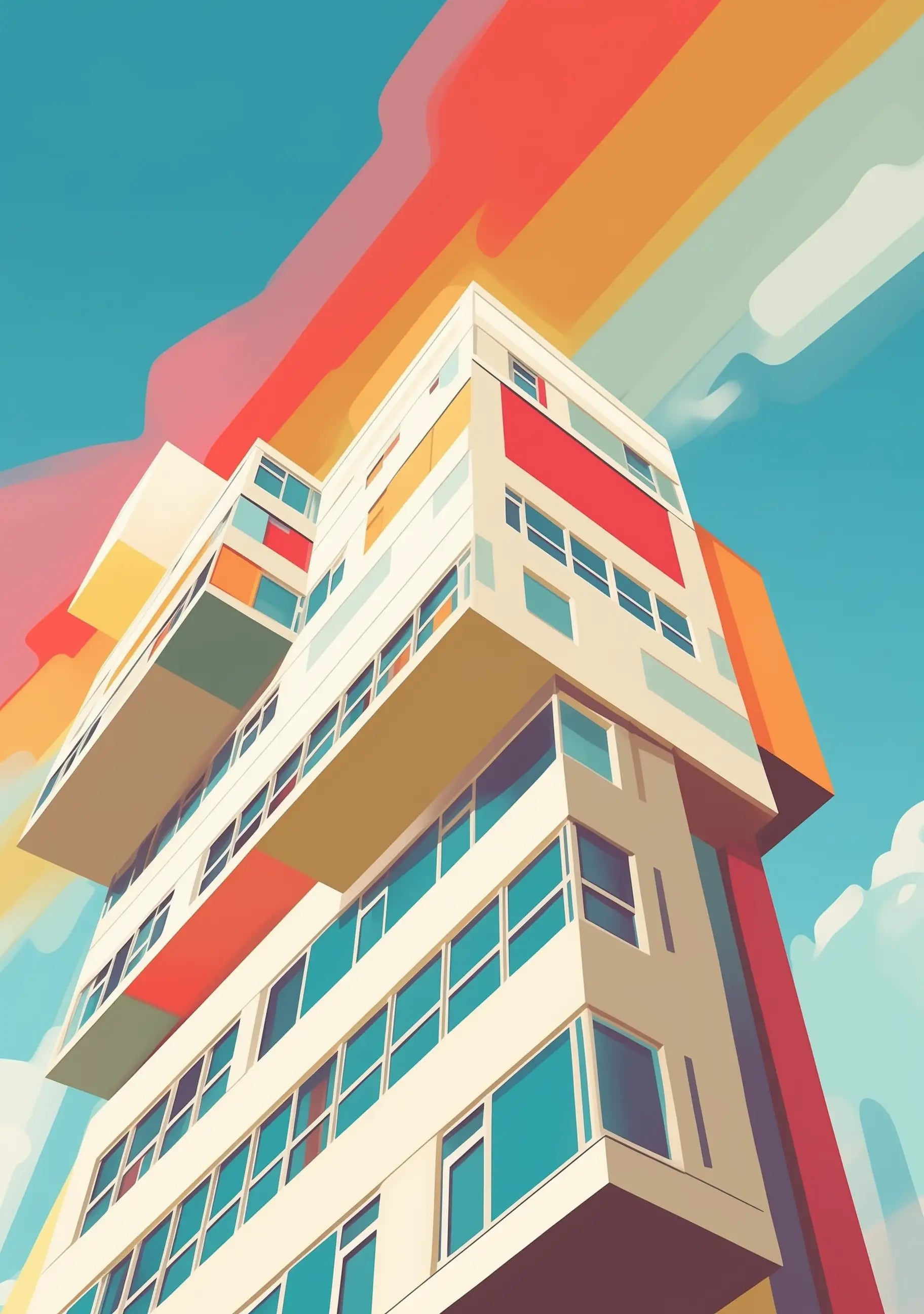 Rainbow Highrise - Poster